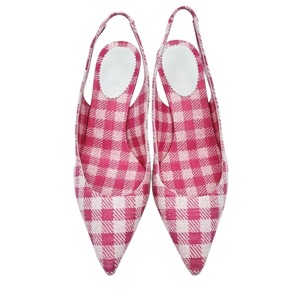 Christian Louboutin Shoes - Christian Louboutin Kate Sling 55 Pointed Toe Slingback Pumps Pink Gingham 36.5